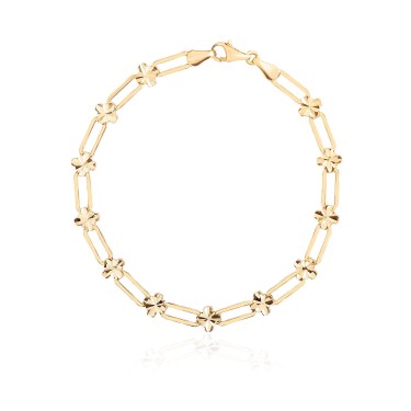 14 Ayar Sarı Altın Çiçek Figürlü Bileklik