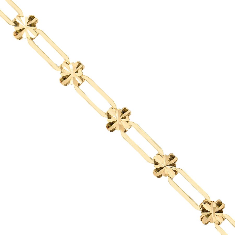 14 Ayar Sarı Altın Çiçek Figürlü Bileklik