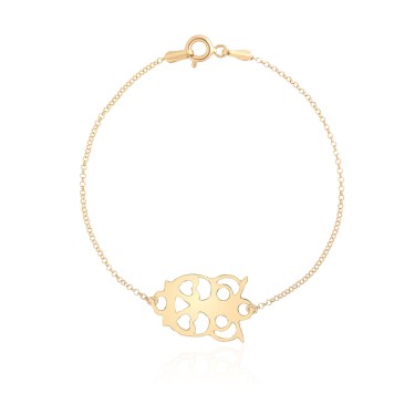 14 Ayar Sarı Altın Baykuş Figürlü Sade Bileklik