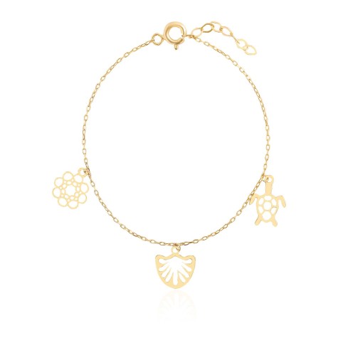 14 Ayar Sarı Altın Kaplumbağa Figürlü Sallantlılı Bileklik