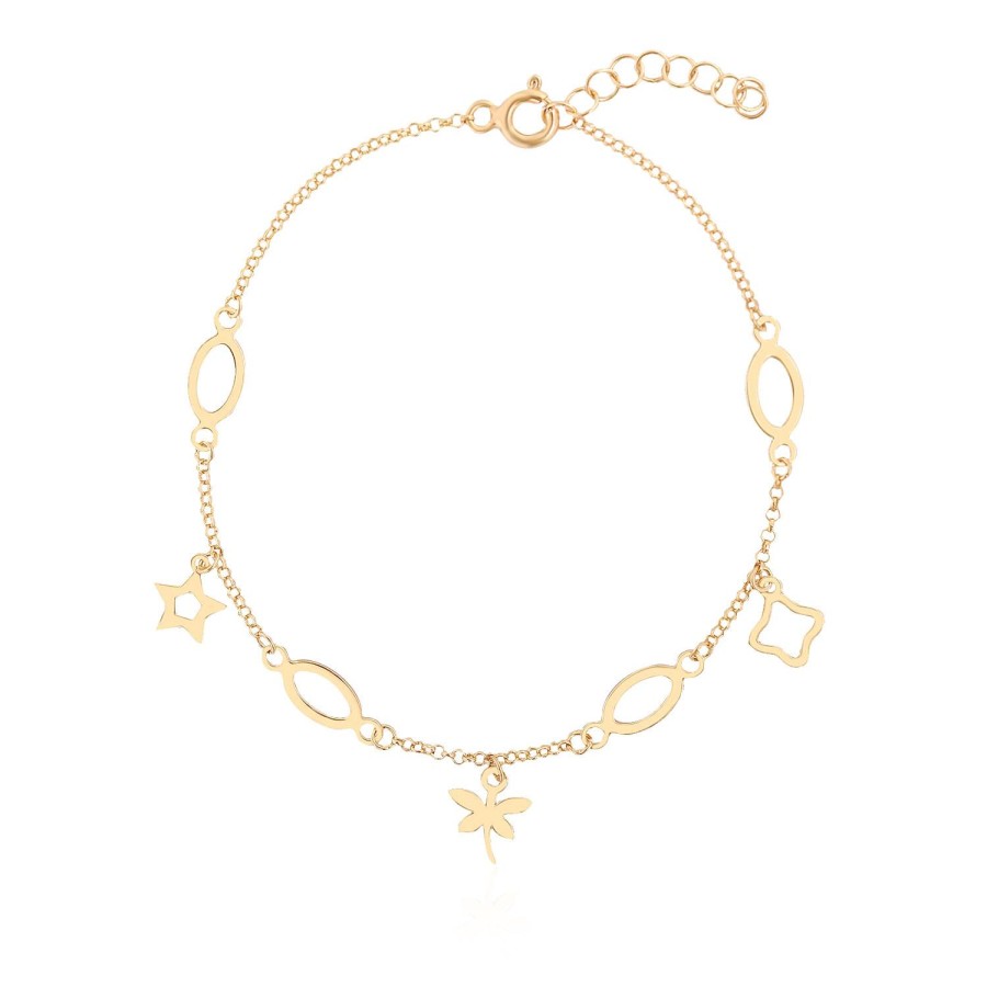 14 Ayar Sarı Altın Yıldız Figürlü Sade Bileklik