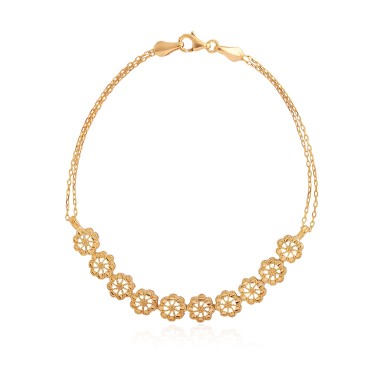 14 Ayar Sarı Altın Çiçek Figürlü Bileklik