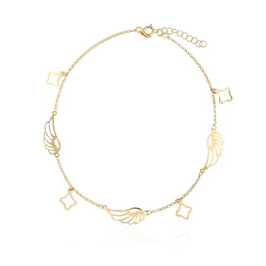 14 Ayar Sarı Altın Kanat Figürlü Bileklik