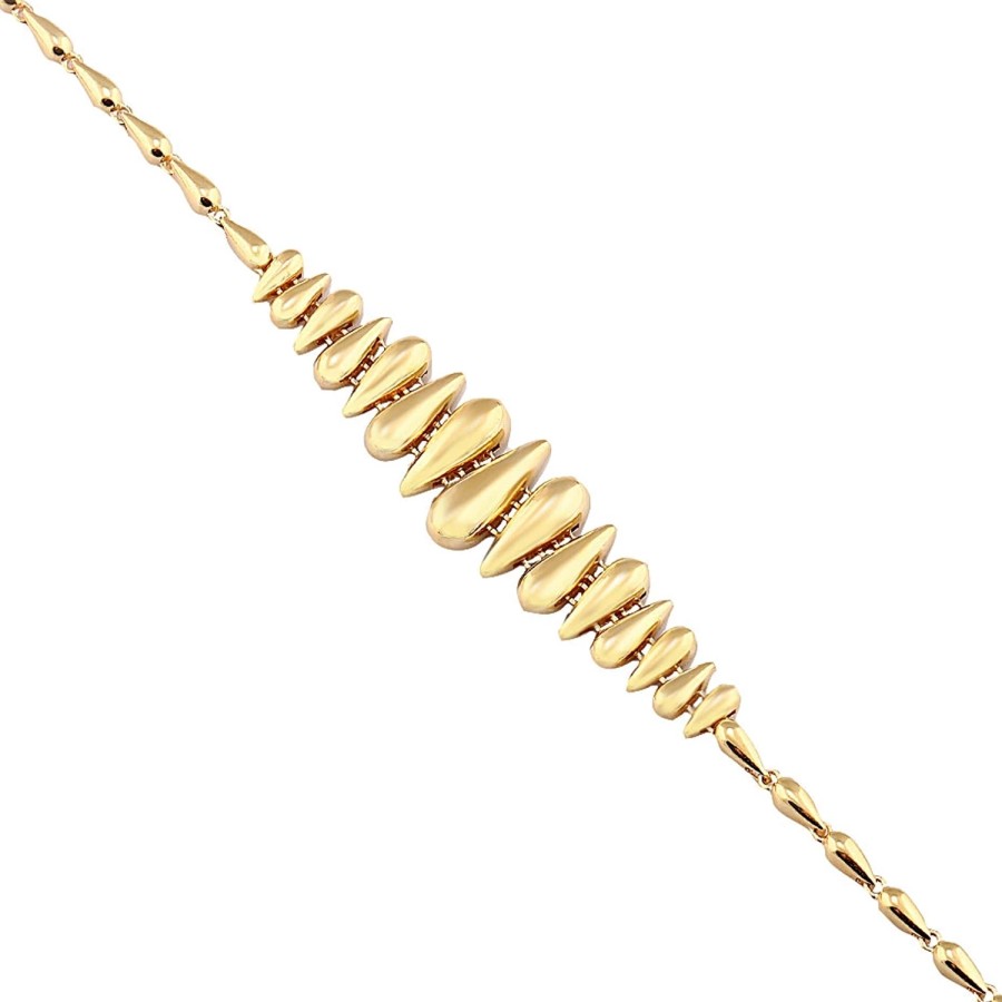 14 Ayar Sarı Altın Dorikalı Tasarım Taşsız Bileklik