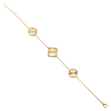 14 Ayar Sarı Altın Kalemli Figürlü Bileklik