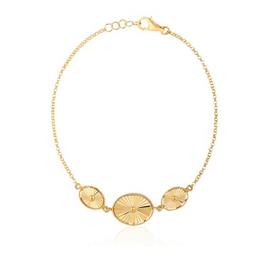 14 Ayar Sarı Altın Figürlü Taşsız Bileklik