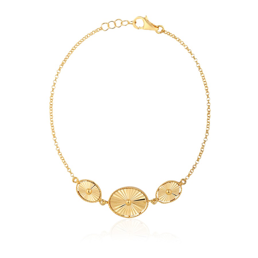 14 Ayar Sarı Altın Figürlü Taşsız Bileklik