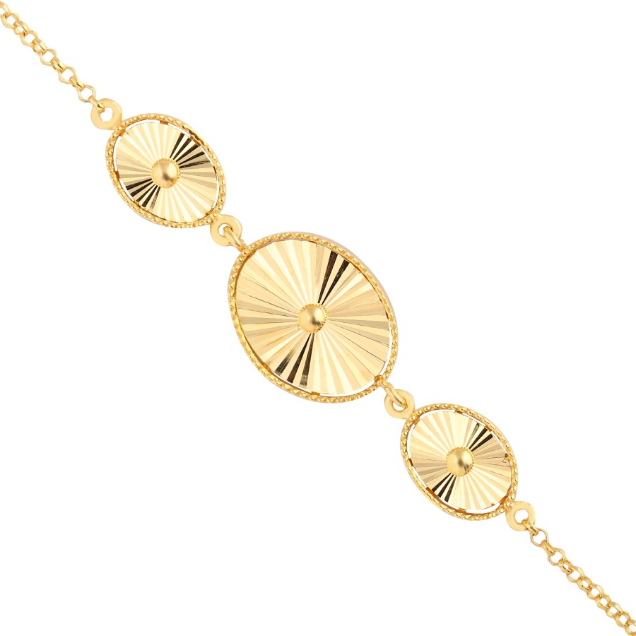 14 Ayar Sarı Altın Figürlü Taşsız Bileklik