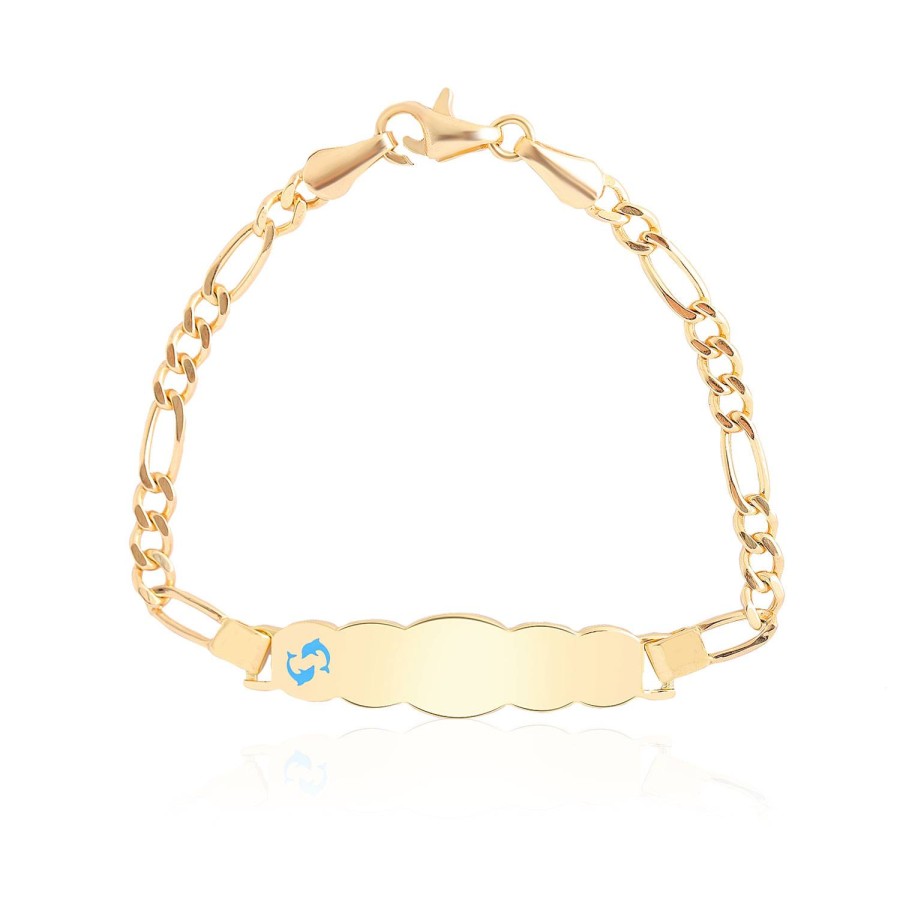 14 Ayar Sarı Altın Balina Figürlü Çocuk Künye Bileklik