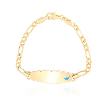 14 Ayar Sarı Altın Mavi Mineli Balina Figürlü Çocuk Bileklik