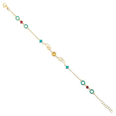 14 Ayar Sarı Altın Kanat Figürlü Mineli Bileklik