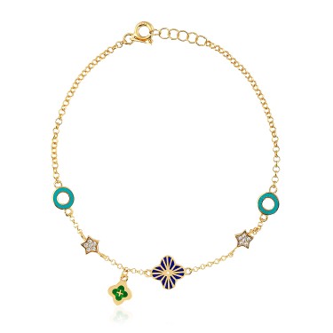 14 Ayar Sarı Altın Mineli Bileklik