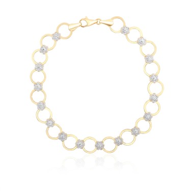 14 Ayar Sarı Altın Yuvarlak Halka Taşlı Bileklik