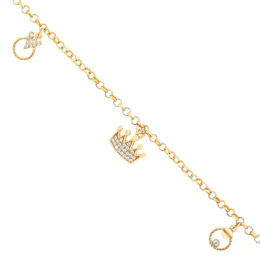 14 Ayar Sarı Altın Sallantılı Taç Figürlü Bileklik