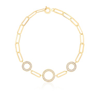 14 Ayar Sarı Altın Oval Taşlı Bileklik