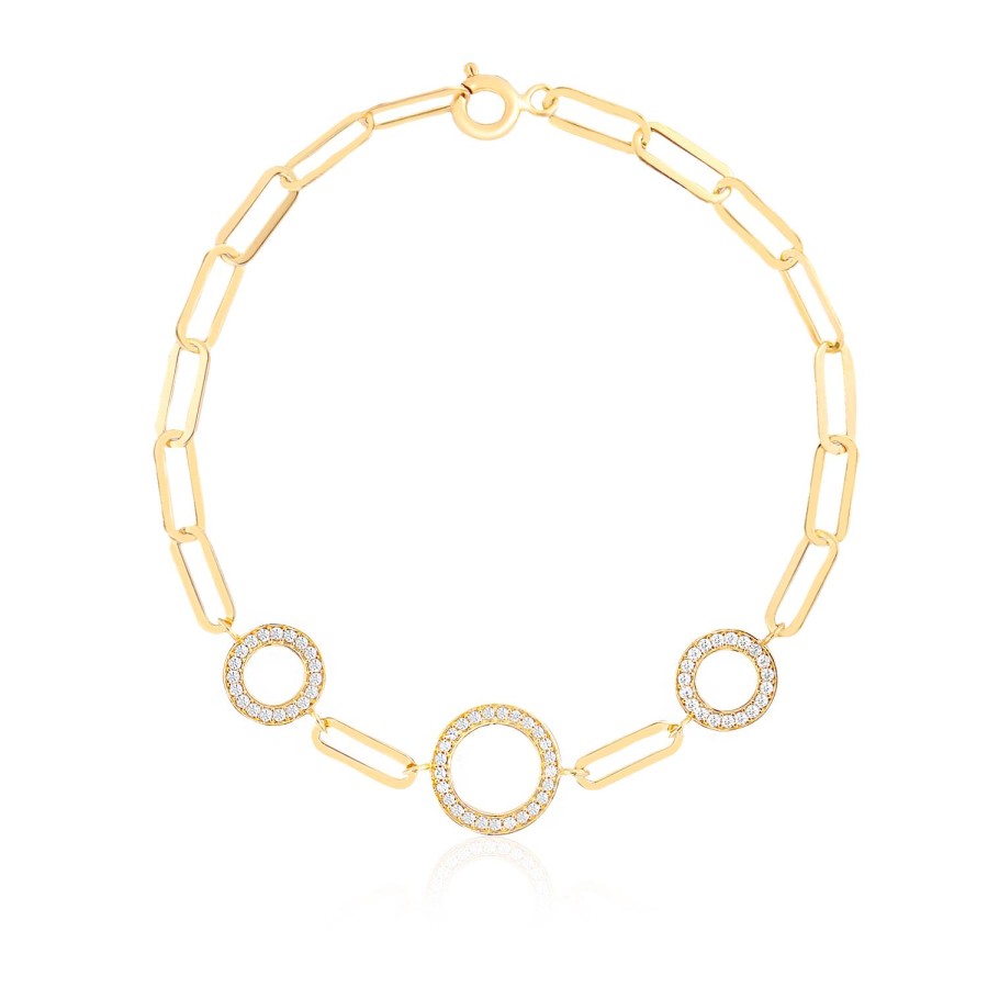 14 Ayar Sarı Altın Oval Taşlı Bileklik