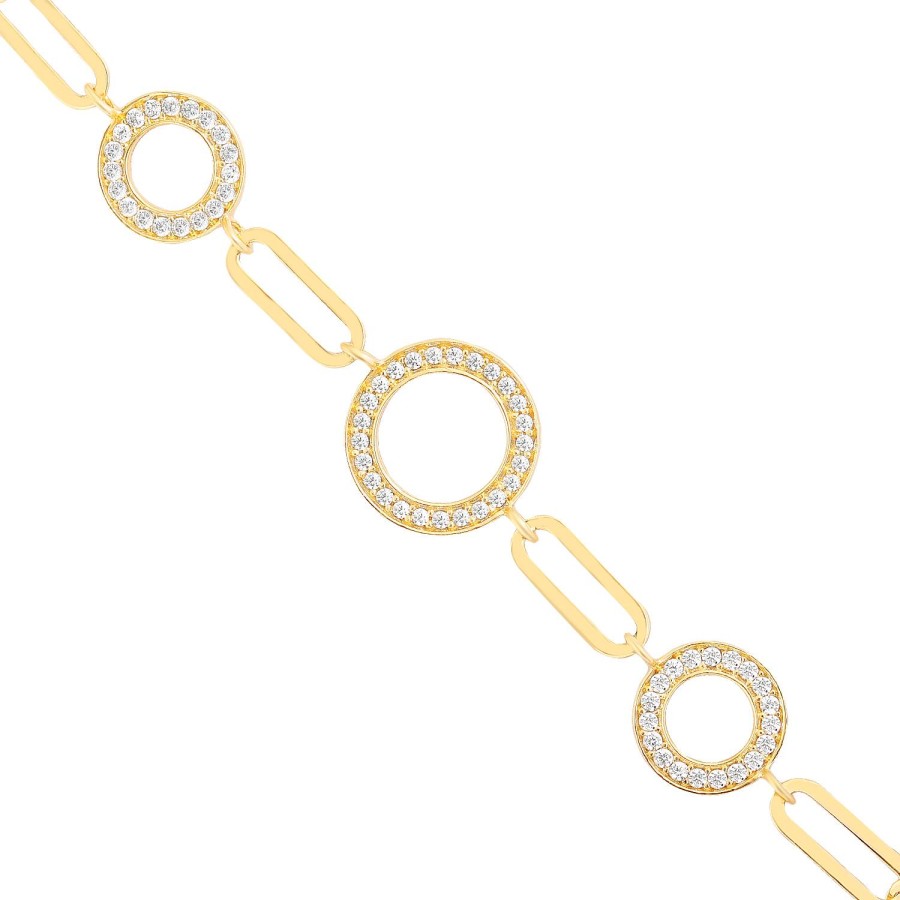 14 Ayar Sarı Altın Oval Taşlı Bileklik