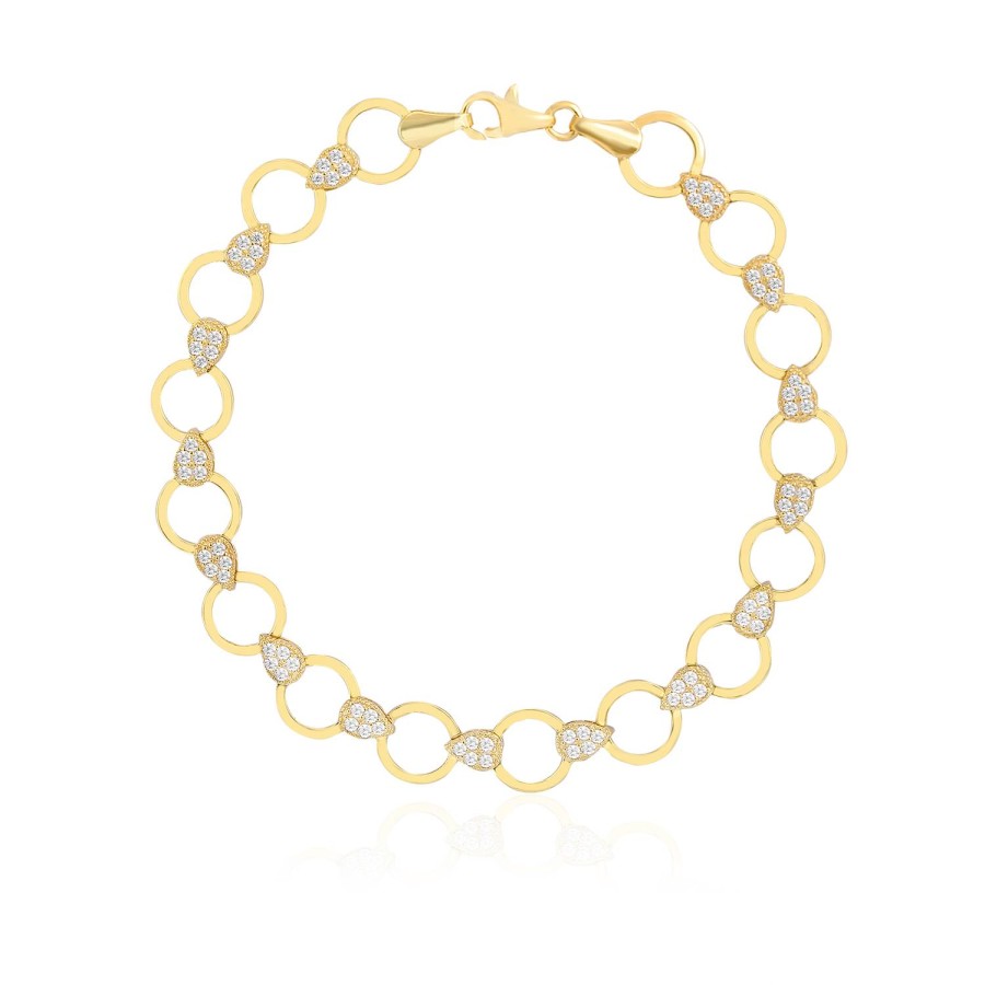 14 Ayar Sarı Altın Taşlı Halka Bileklik