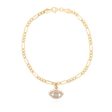 14 Ayar Sarı Altın Göz Motiflli Zincir Bileklik