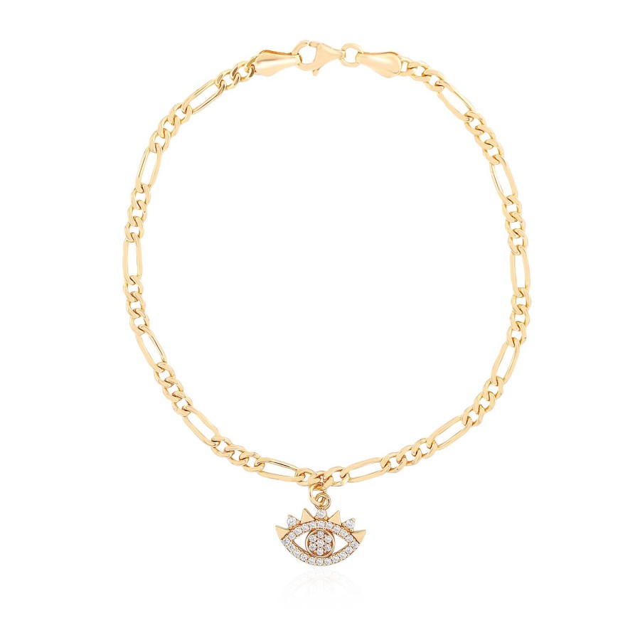 14 Ayar Sarı Altın Göz Motiflli Zincir Bileklik