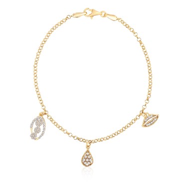 14 Ayar Sarı Altın Sallantılı Su Damlası Bileklik