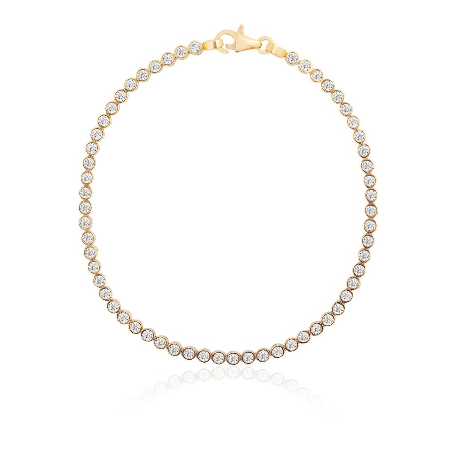 14 Ayar Sarı Altın Yuvarlak Taşlı Suyolu Bileklik