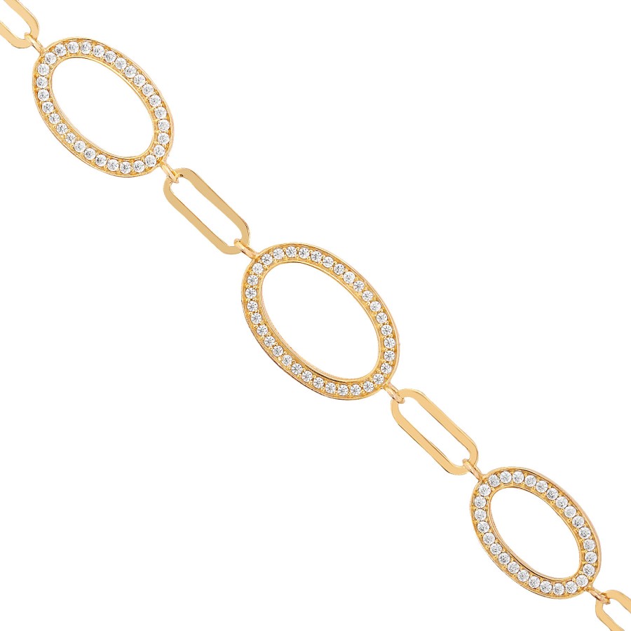 14 Ayar Sarı Altın Taşlı Zarif Bileklik