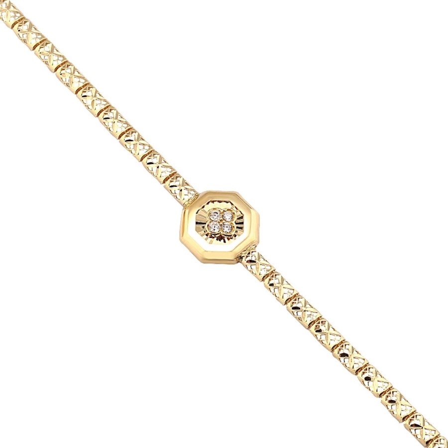 14 Ayar Sarı Altın Taşlı Bileklik