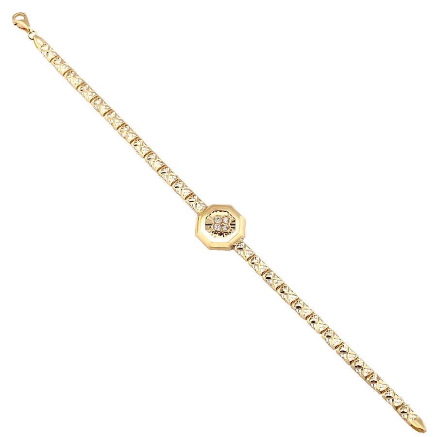 14 Ayar Sarı Altın Taşlı Bileklik