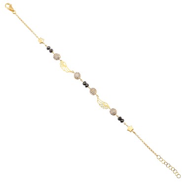 14 Ayar Sarı Altın Renkli Taşlı Kanat Figürlü Bileklik