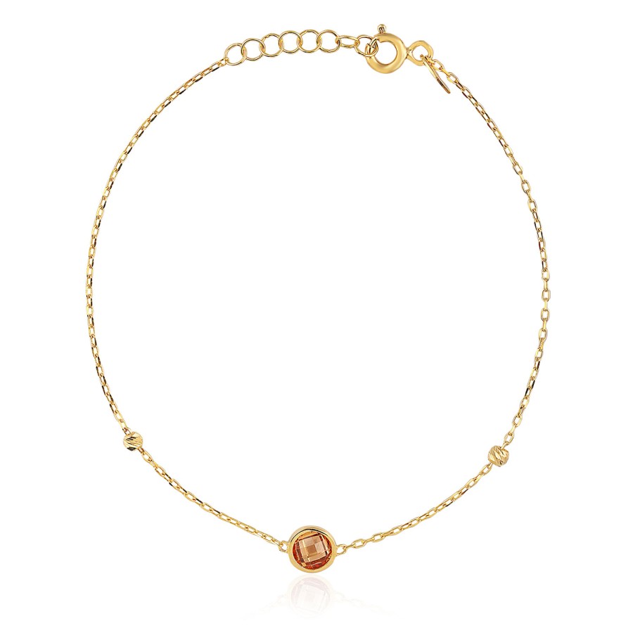 14 Ayar Sarı Altın Renkli Taşlı Özel Tasarım Bileklik