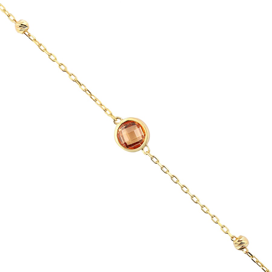 14 Ayar Sarı Altın Renkli Taşlı Özel Tasarım Bileklik