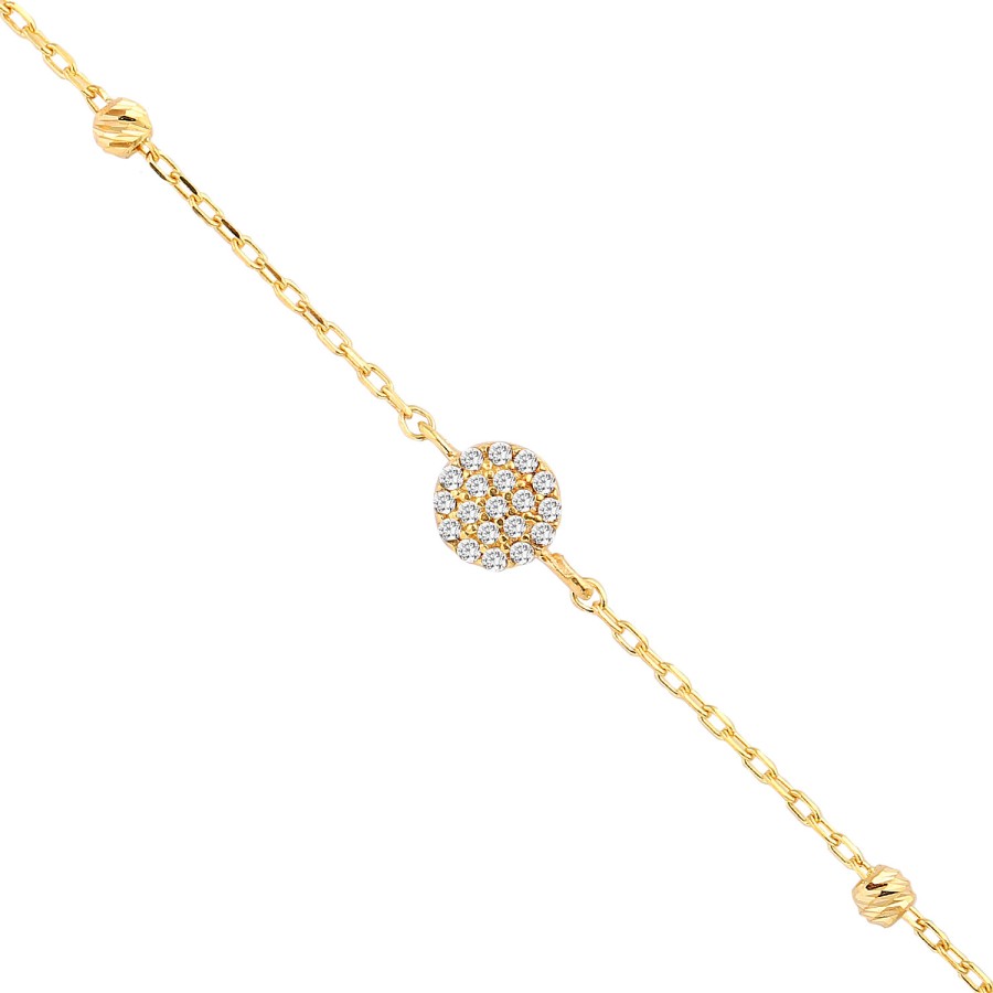 14 Ayar Sarı Altın Renkli Taşlı Özel Tasarım Bileklik