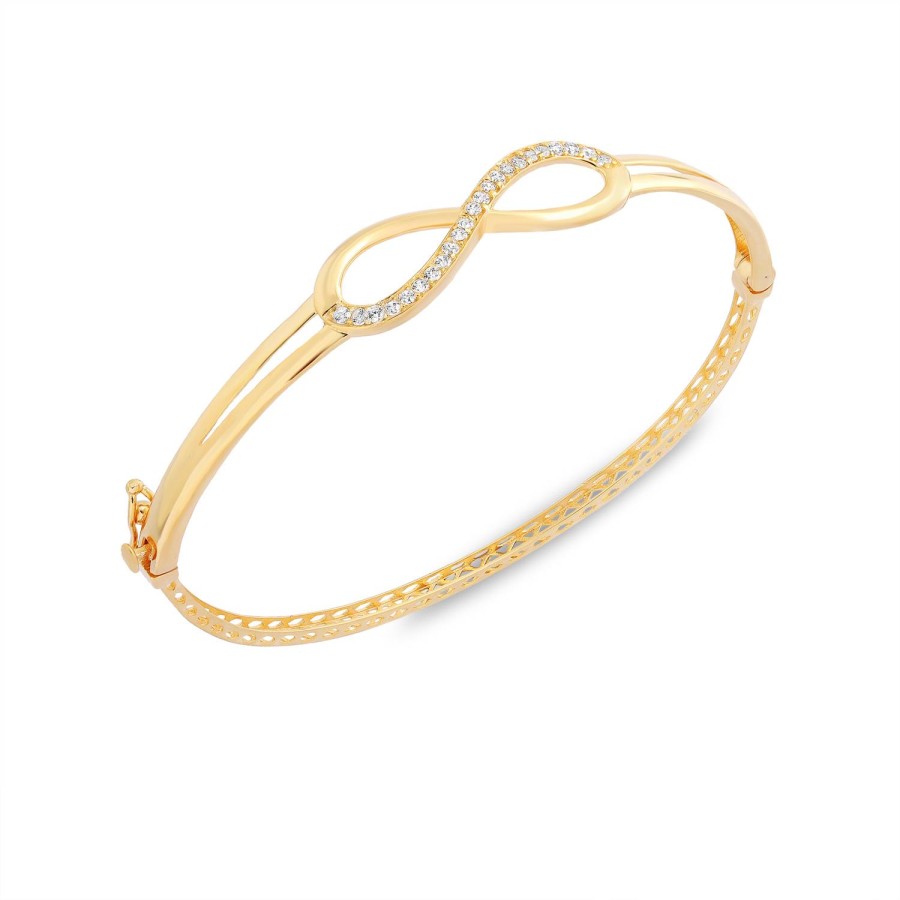 14 Ayar Sonsuzluk Motifli Taşlı Kelepçe