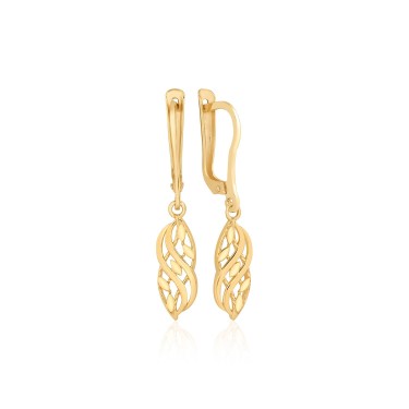 14 Ayar Sarı Altın Şık Tasarım Taşsız Küpe