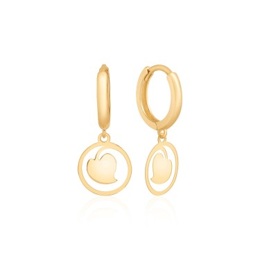 14 Ayar Sarı Altın Şık Tasarım Taşsız Küpe