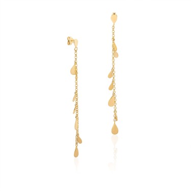 14 Ayar Sarı Altın Zincir sallantılı Şık Tasarım Taşsız Küpe