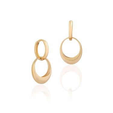 14 Ayar Sarı Altın Şık Tasarım Taşsız Küpe