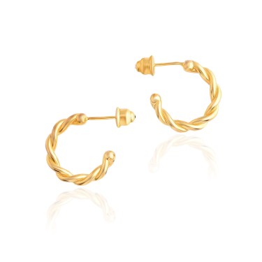 14 Ayar Sarı Altın Burgu Halka Küpe