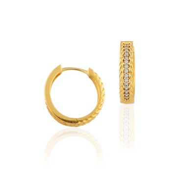 14 Ayar Sarı Altın Taşlı Halka Küpe