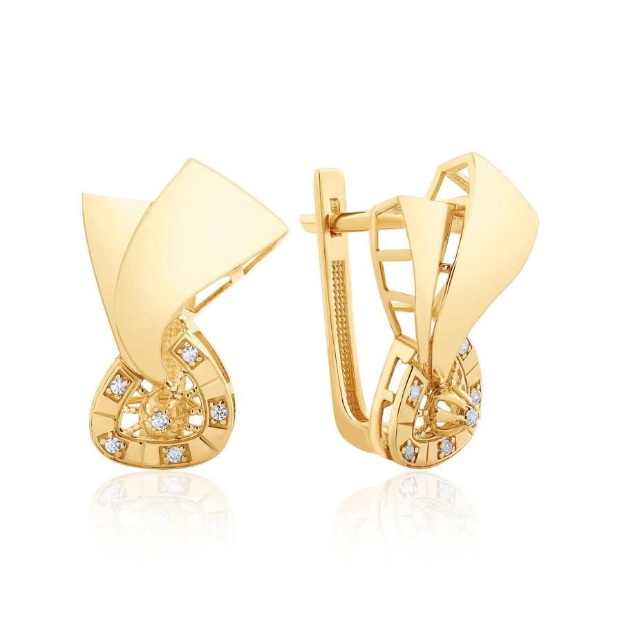 14 Ayar Sarı Altın Özel Kesim Taşlı Küpe