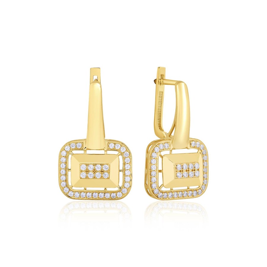 14 Ayar Sarı Altın Taşlı Minimal Küpe