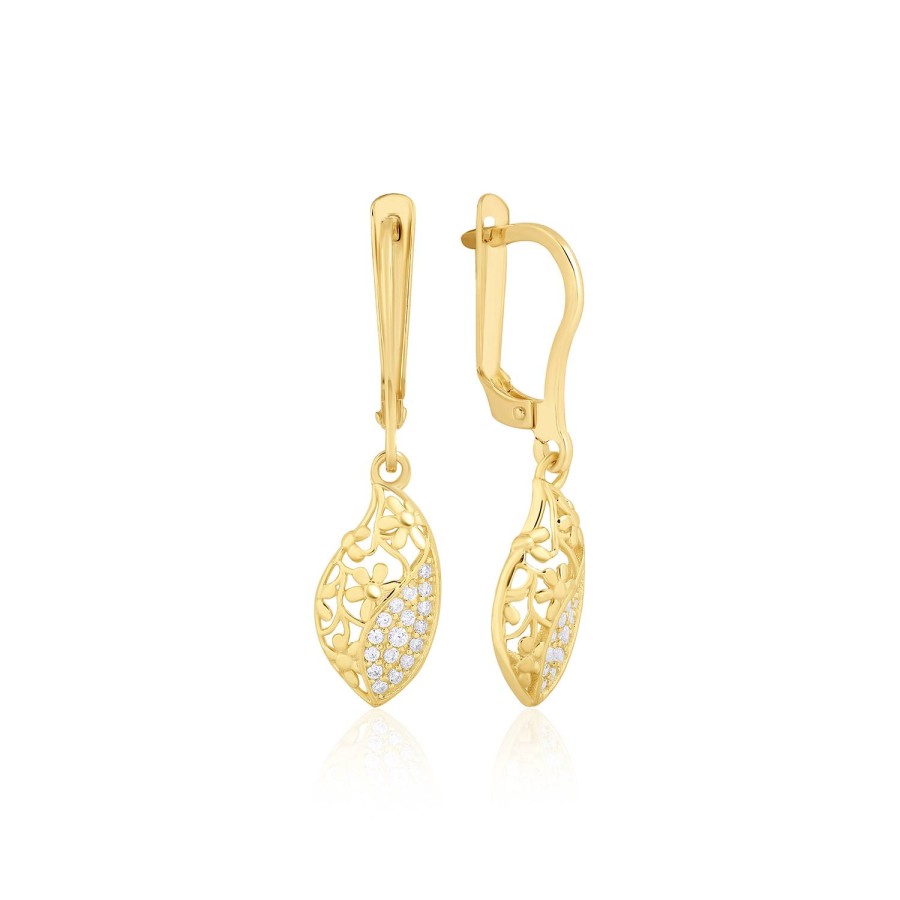 14 Ayar Sarı Altın Çiçek Figürlü Küpe