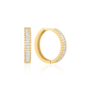 14 Ayar Sarı Altın Tamtur Taşlı Halka Küpe