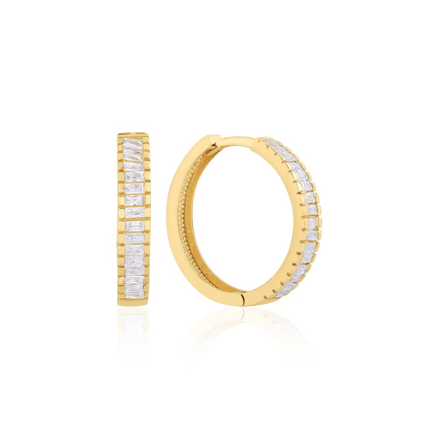 14 Ayar Sarı Altın Tamtur Taşlı Halka Küpe