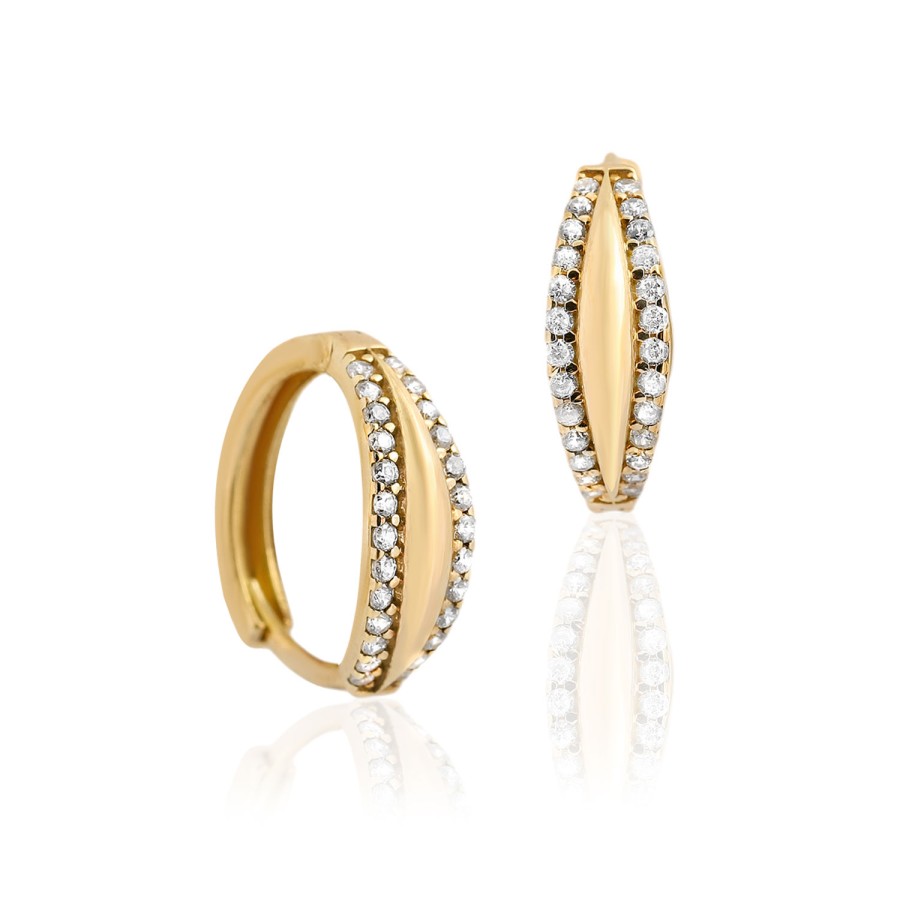 14 Ayar Sarı Altın Tasarım Taşlı Küpe