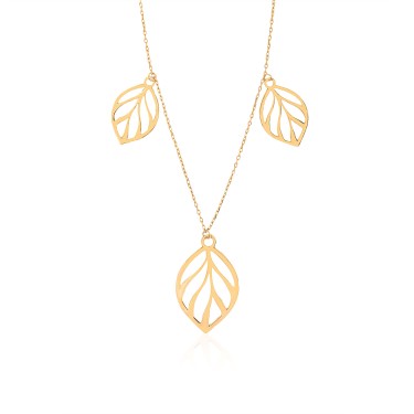 14 Ayar Sarı Altın Tasarım Yaprak Kolye