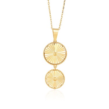 14 Ayar Sarı Altın Figürlü Taşlı Kolye