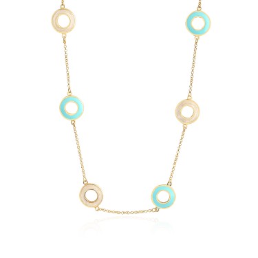 14 Ayar Sarı Altın Yuvarlak Mineli Kolye