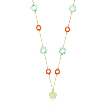 14 Ayar Sarı Altın Tasarım Mineli Kolye